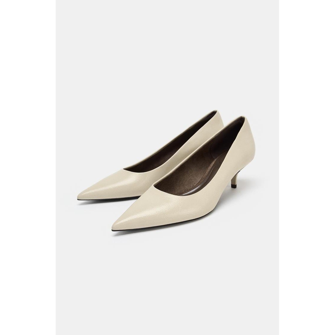 Zara Beige Pointed Toe Kitten Heel Pumps EU 39 US 8.5 Nude Cream
