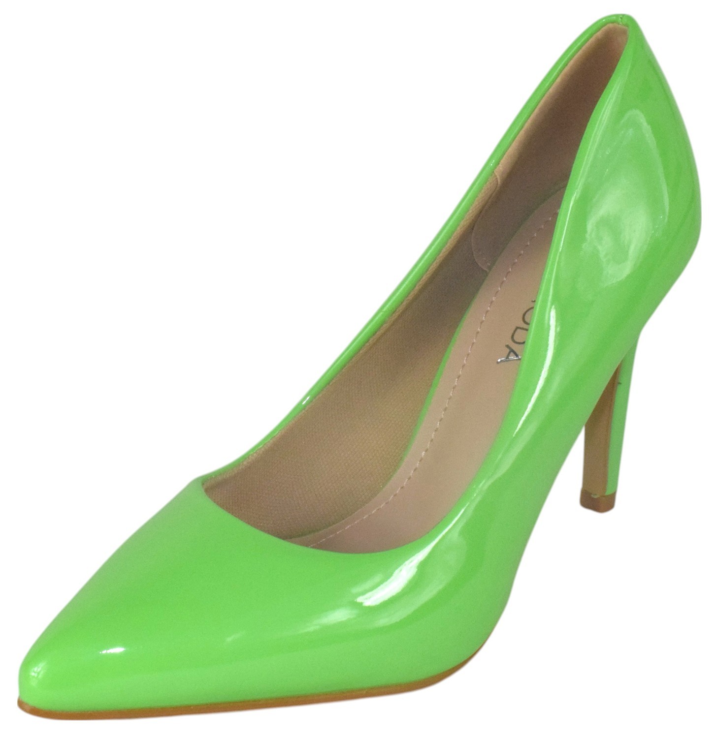 TOP MODA Women Stiletto High Heel Classic Pump Pointed Toe MONROE Green Lime Pat