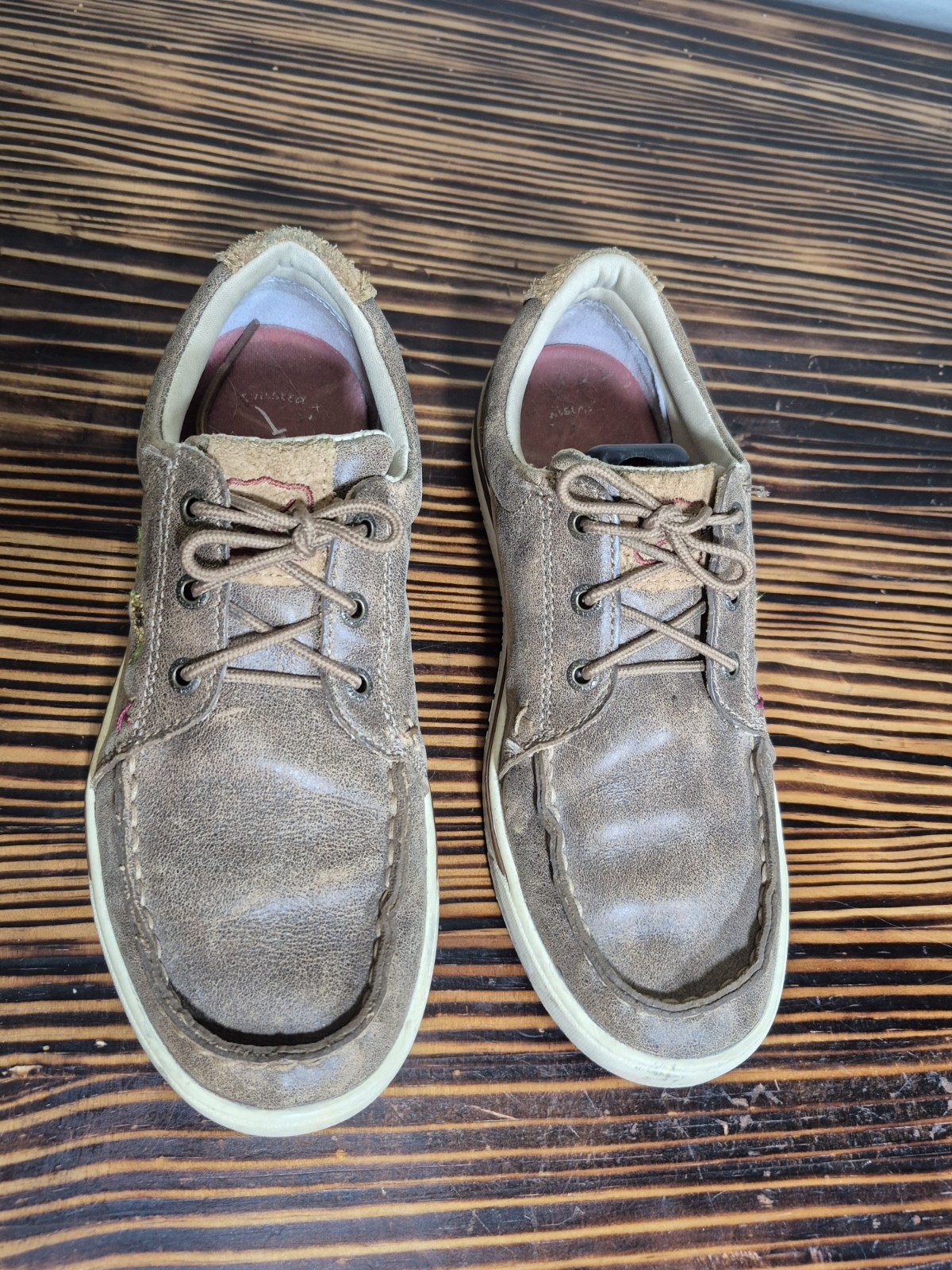 Twisted X Western Sunflower Moc Toe Brown Leather Shoes Womens Size 8.5