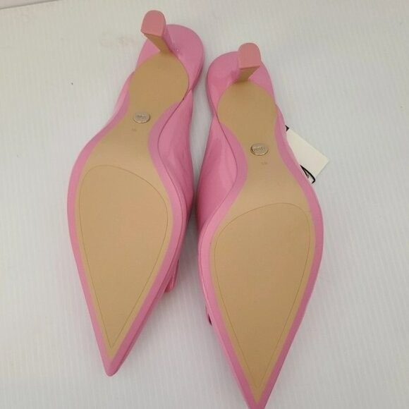 zara CHAIN DETAIL HEELED MULES shoes Size 6.5 24.0 cm US pink patent 1263/910/0