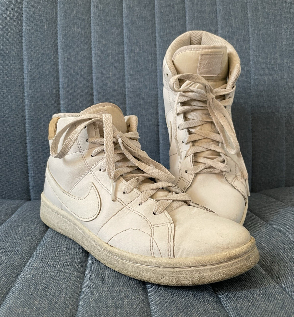 Nike Court Royale 2 Mid Triple White Leather Lace-Up Sneaker Rubber Sole