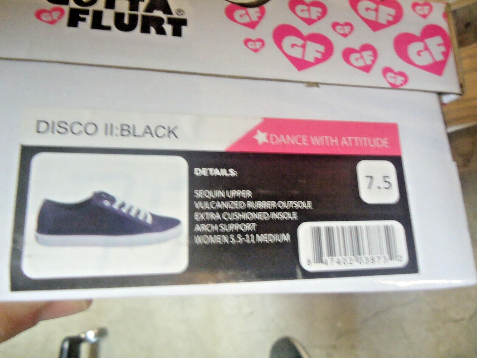 NWOB GF Gotta Flurt Disco II Black Sequence Tennis Shoes-Size 7-1/2 Super Cute!