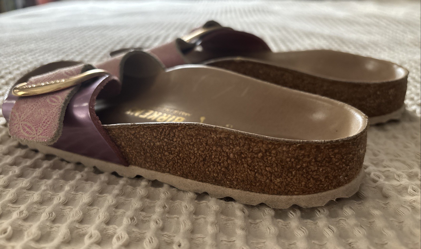 Birkenstock Madrid Gold Big Buckle Pink Lavender Leather Sandal Size 36 Germany