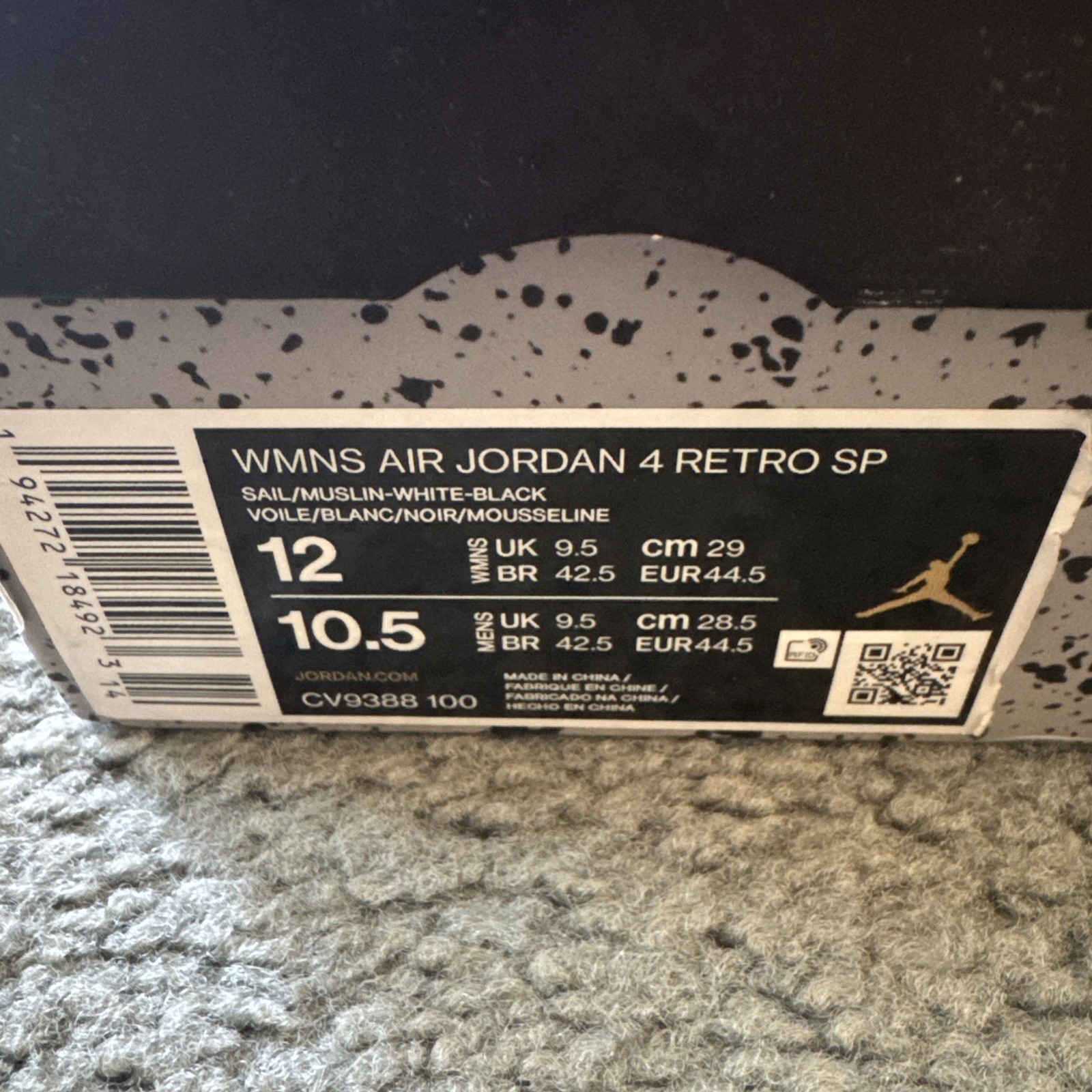 Nike Air Jordan 4 SP x Off-White Mid Sail Size 12W/10.5M