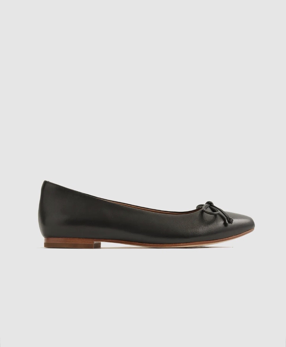 Quince Italian Leather Black Pointed Toe Ballet Flat, Size 9