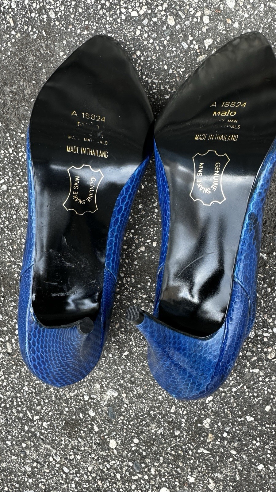 Predictions Pump Heels Shoes Blue Genuine Leather Snakeskin