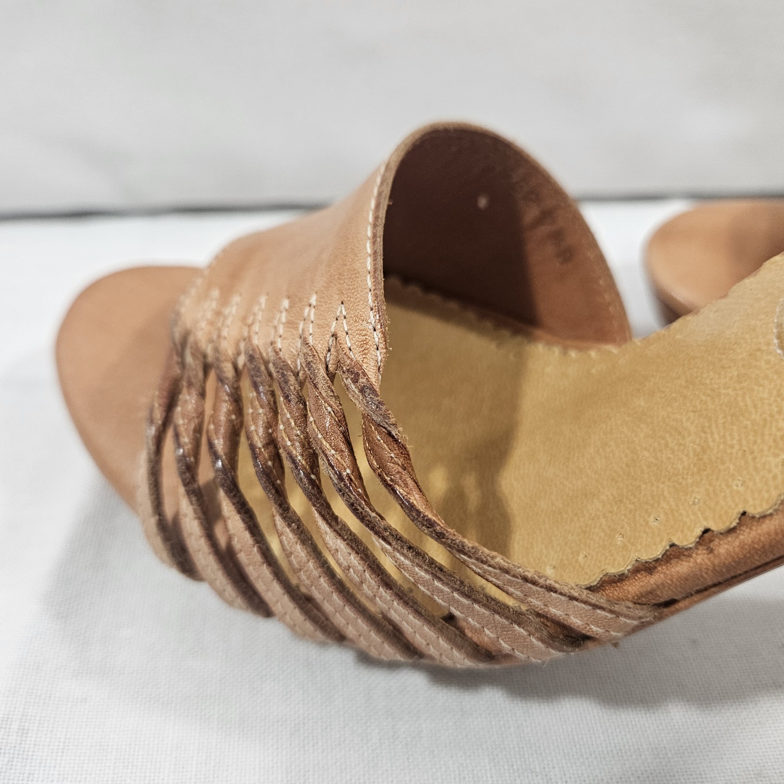 1980’s Wild Pair Original Sandals Mule Heels Slides Tan Leather Women 7.5 Brazil