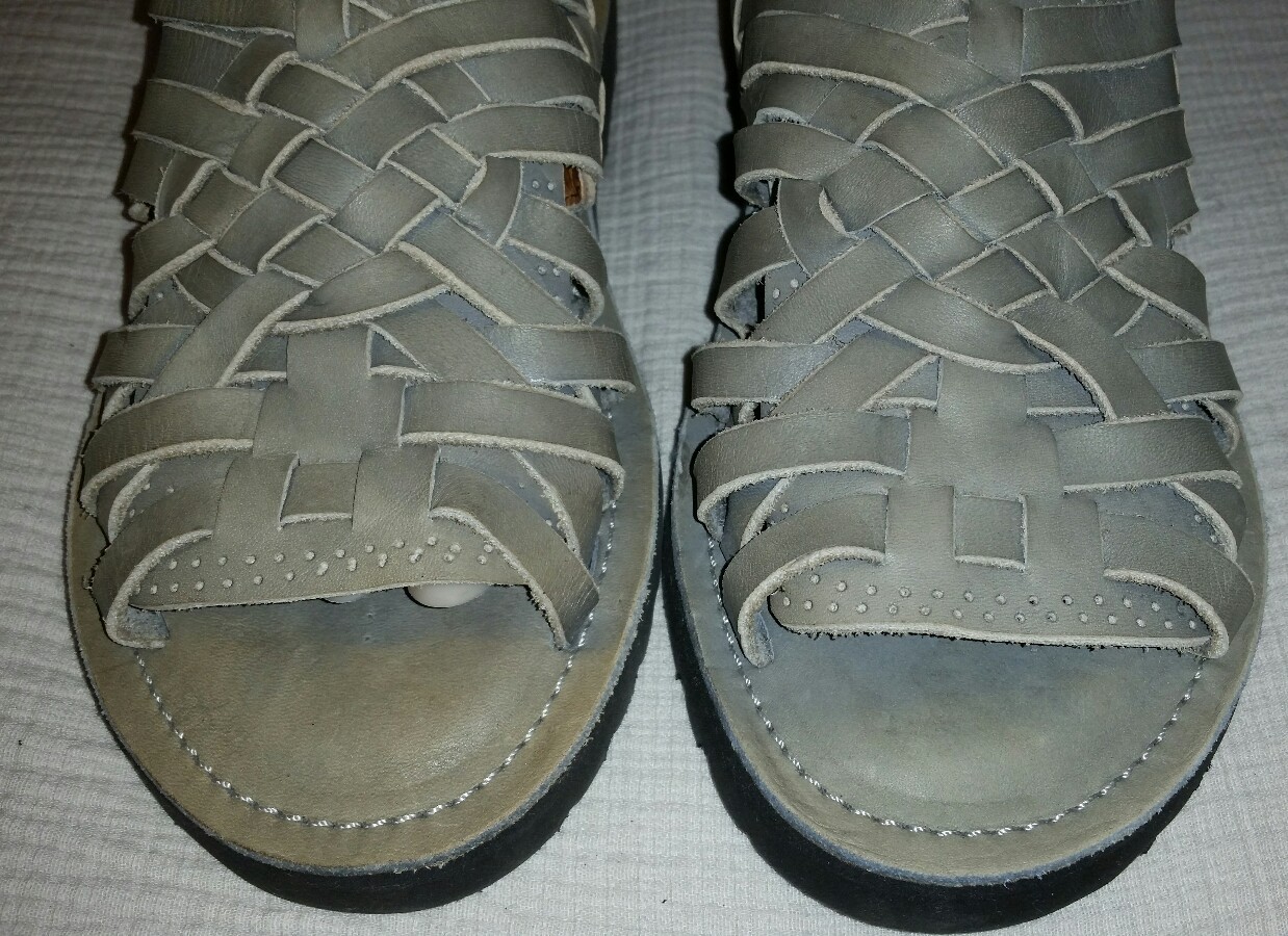 Gray Leather Sandals Strappy Woven Slip On CHUBASCO Mens 5 Womens 7 Unisex