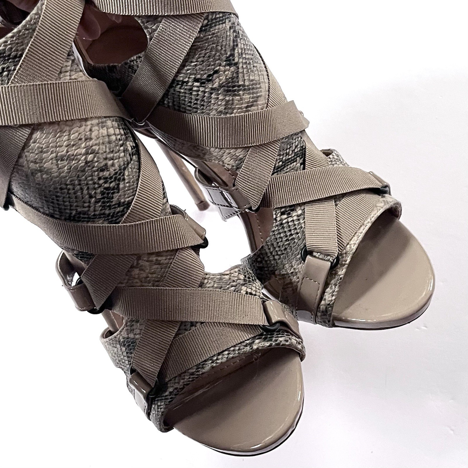 New Fashion Nova Women’s Gladiator 4.25” Stiletto Heels Pumps Snake Print 6.5