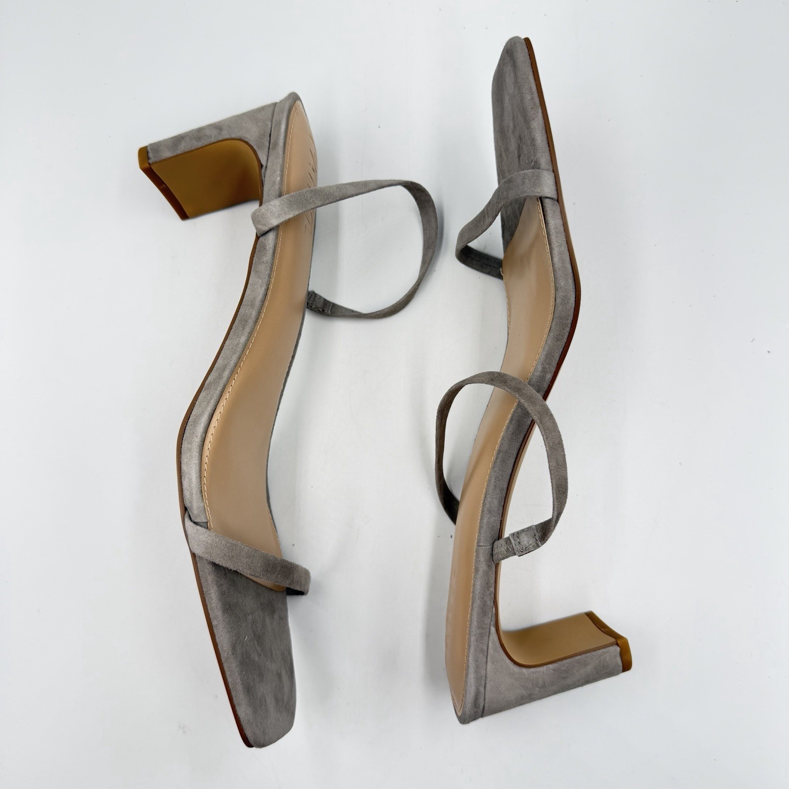 Faryl by farylrobin Analisa Gray Suede Leather Sandal Heel Women 14 Strappy