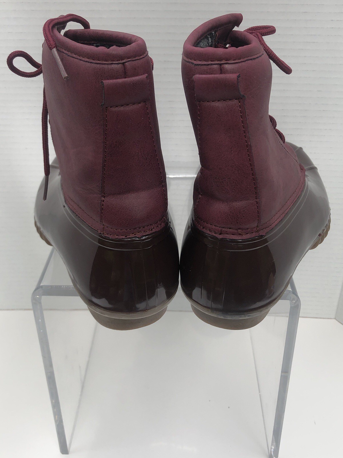 Charles Albert Women’s Vegan Leather Burgundy/Brown Weatherproof Boots Size 7