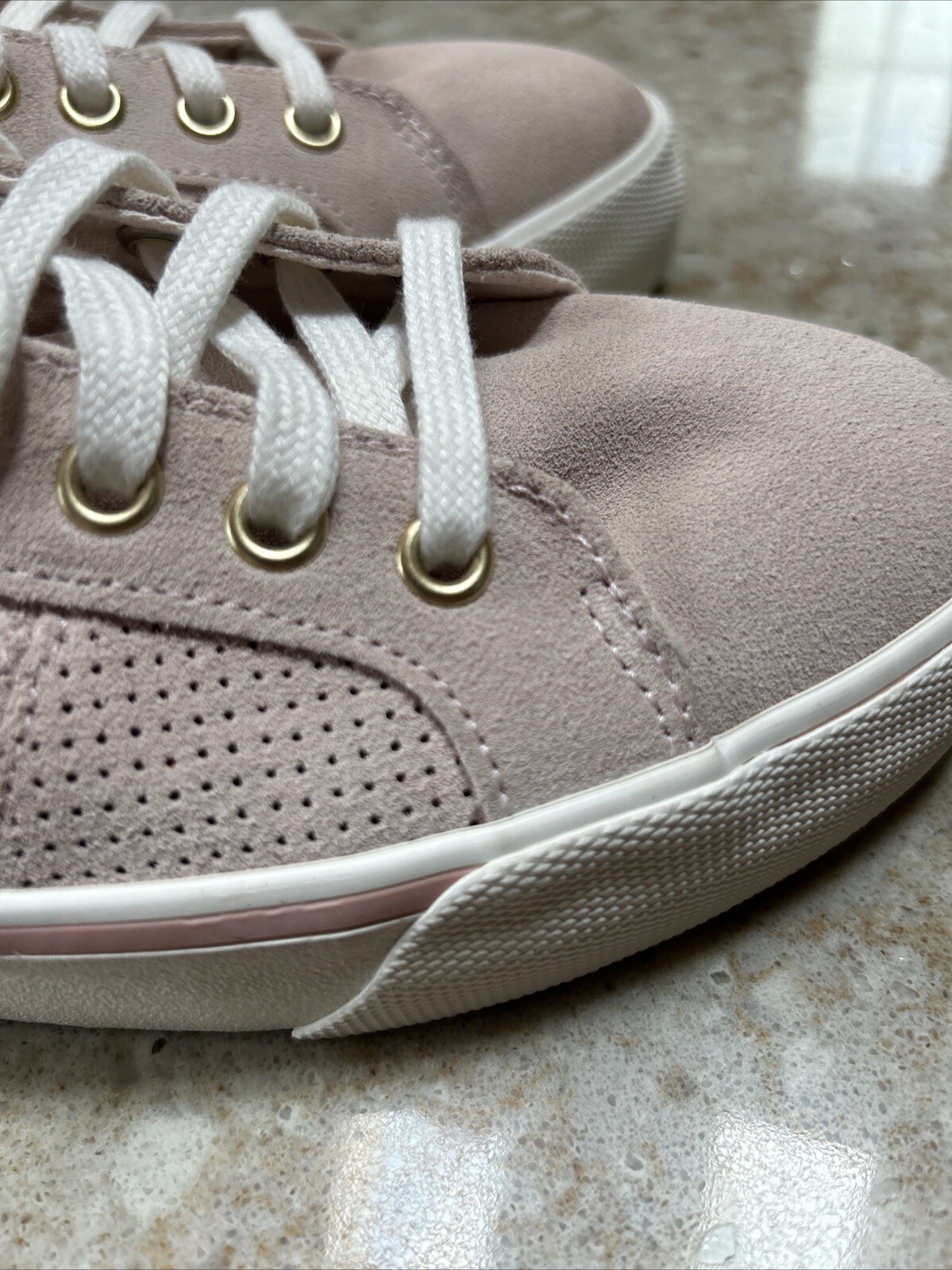 Keds Jump Kick Duo Light Pink Gold Vegan Soft Buck Leather Sneakers sz 8 Womens