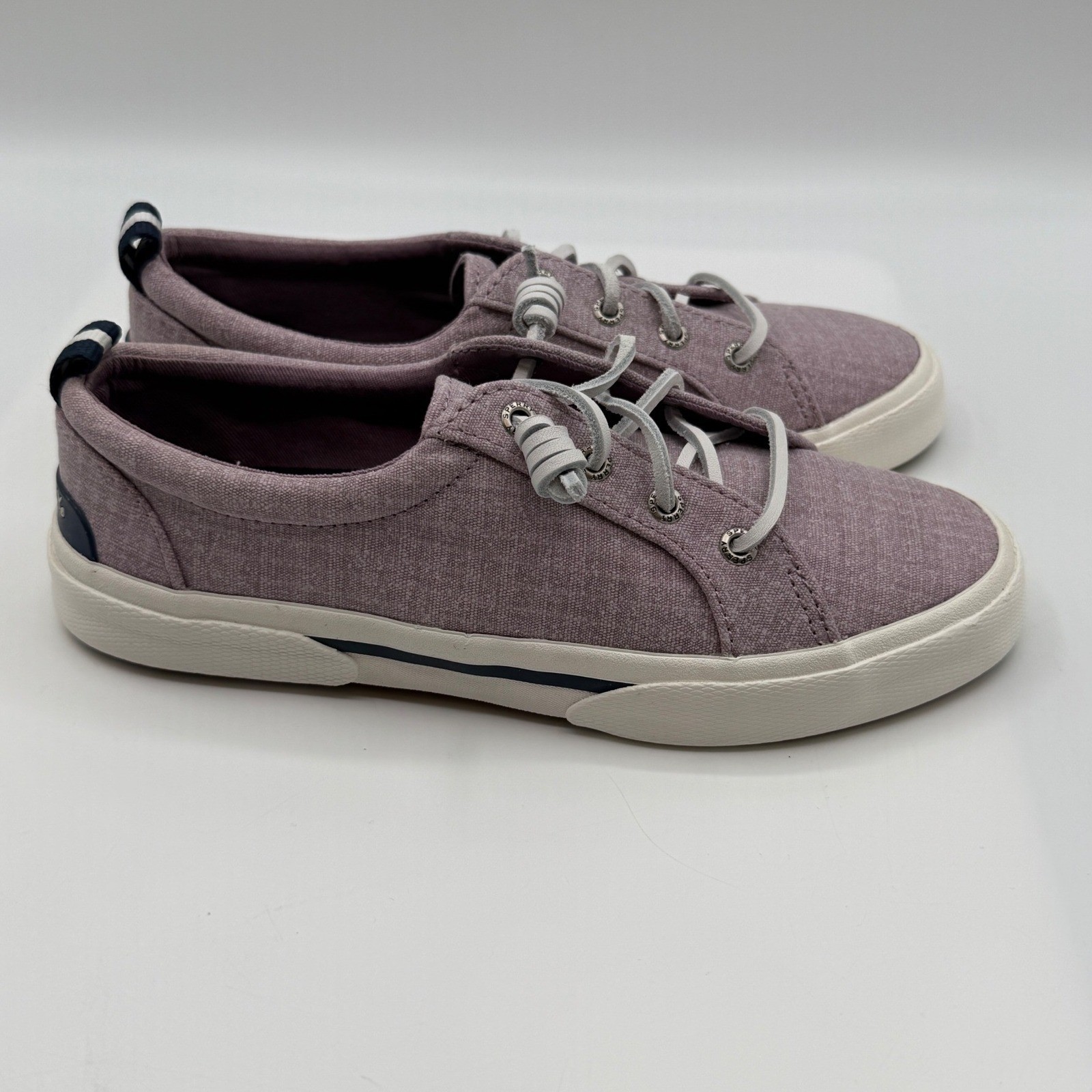 Sperry Pier Wave LTT Stripe Sneakers Women’s 5,EU:35,Mauve Purple Canvas Shoes