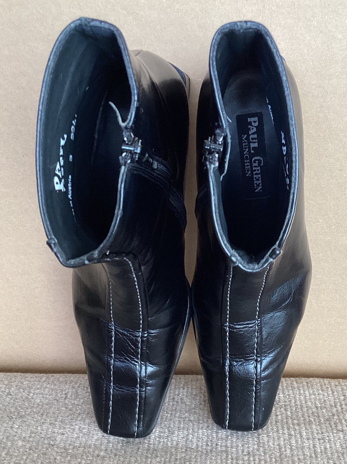 Paul Green Women’s Black Leather Ankle Boots Sz 5.5 Made in Austria Zip Comfort