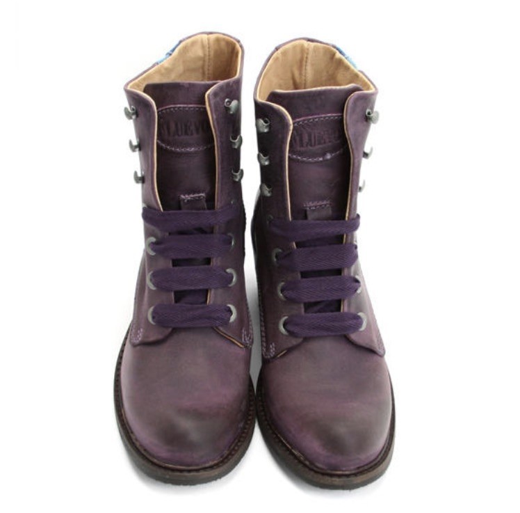 Fluevog EXCELLENT Adriana Nuni purple leather lace-up heeled boot – 11