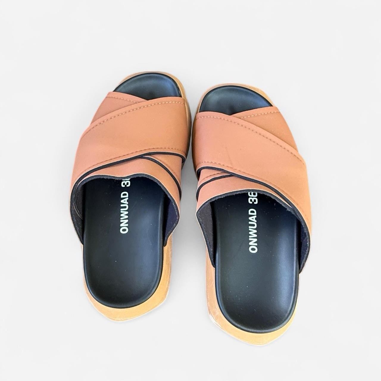 Onwuad Kris Tan Platform Slide Sandals Size AU6 /EU36 Cushioned Comfort