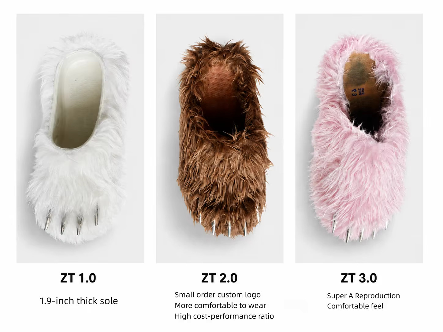 Fur Bear Claws Slides Custom Plush Mules Summer Sandals with Logo