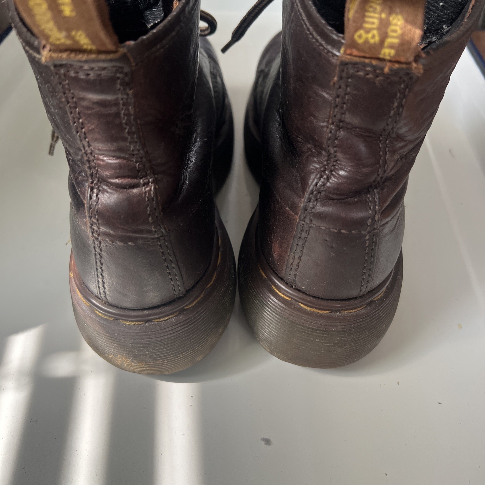 Dr Martens Boots, Made in England, Brown 6-eyed, Women’s 8, authentic 1990s Docs
