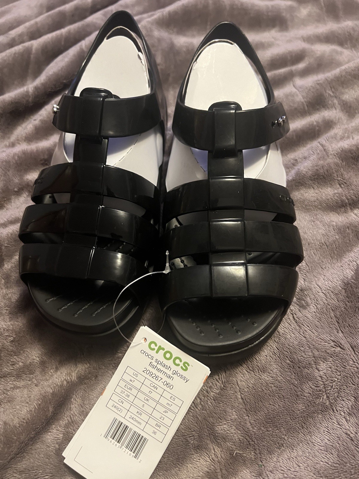Crocs Splash Glossy Fisherman Women Sandal BRAND NEW Black szs 7-11 209267
