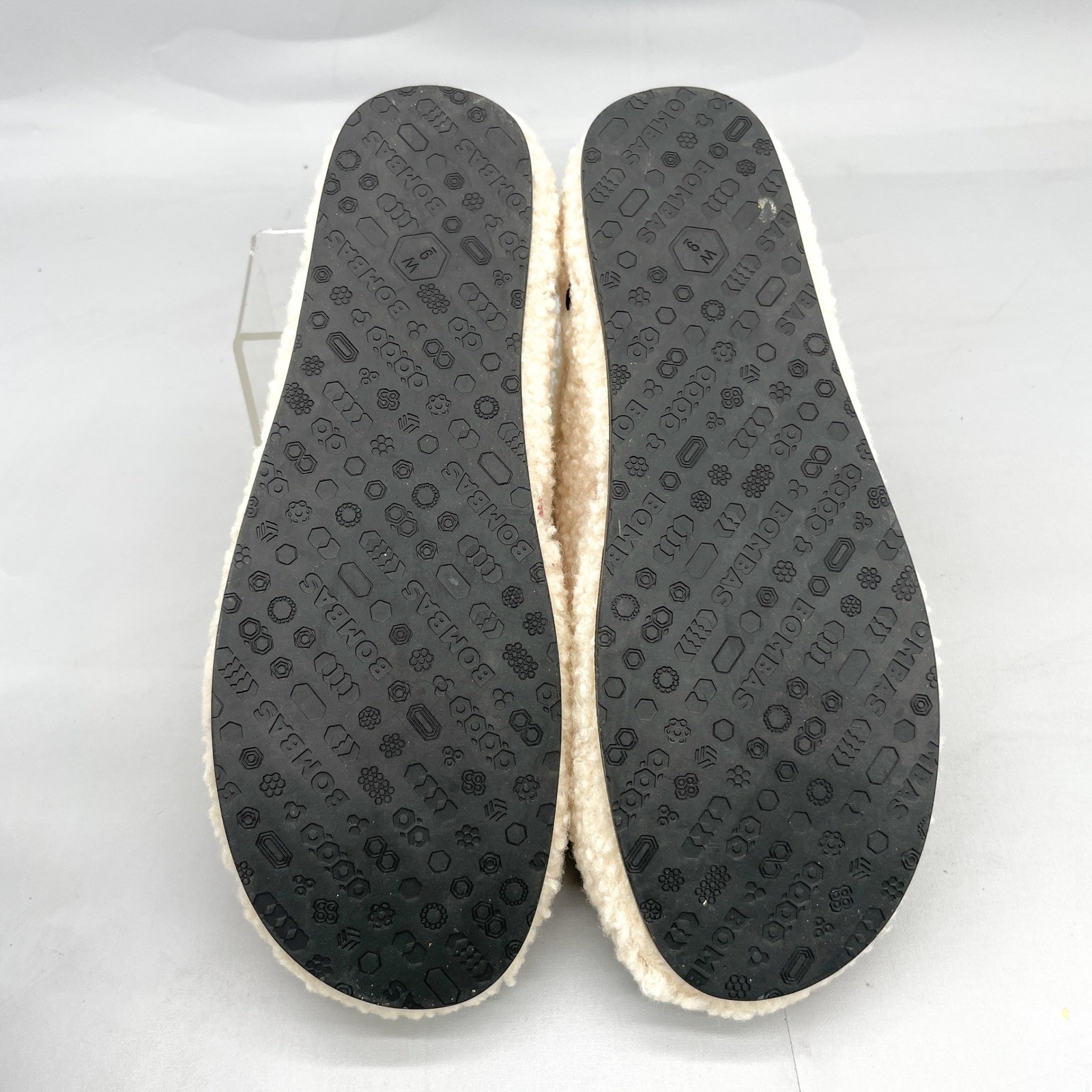 Bombas Womens 9 Sunday Slipper Cream Sherpa Floral Embroidered Cozy Boho Comfort