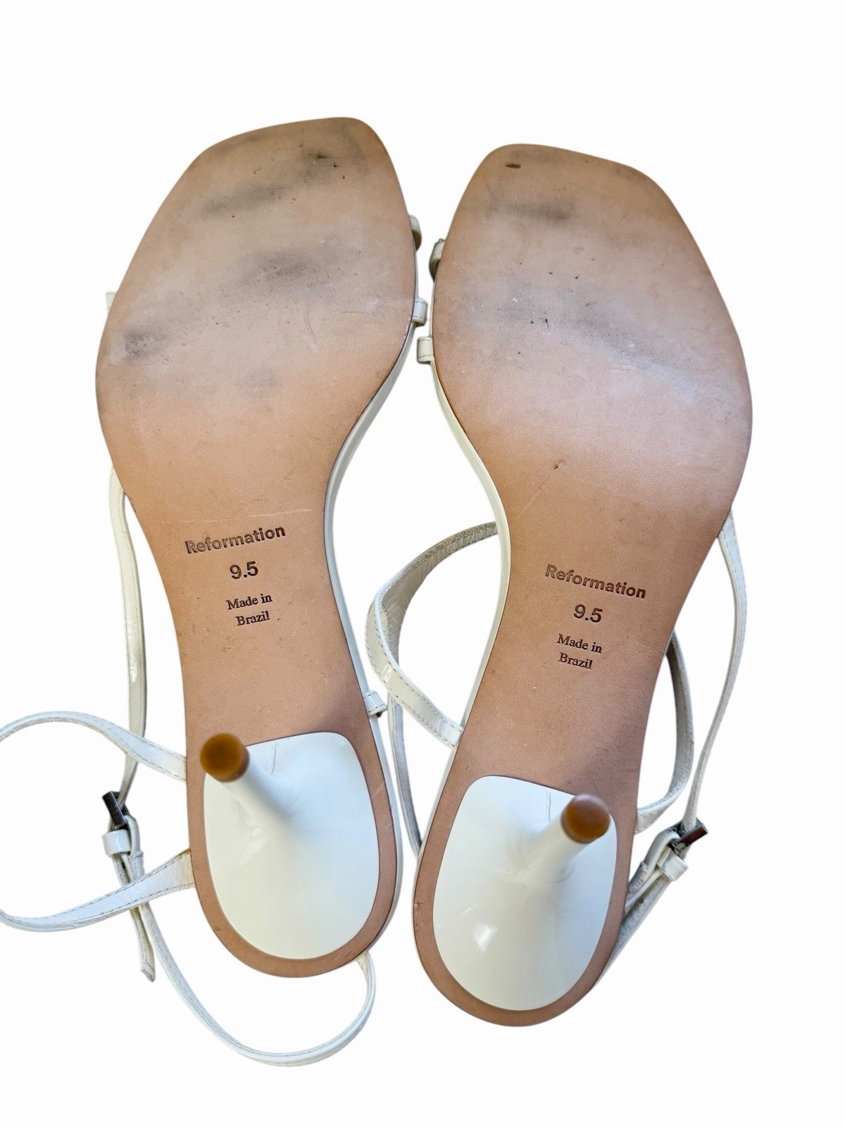 Reformation Genni White Leather Strappy Heeled Sandals Size 9.5 Made Brazil Y2K