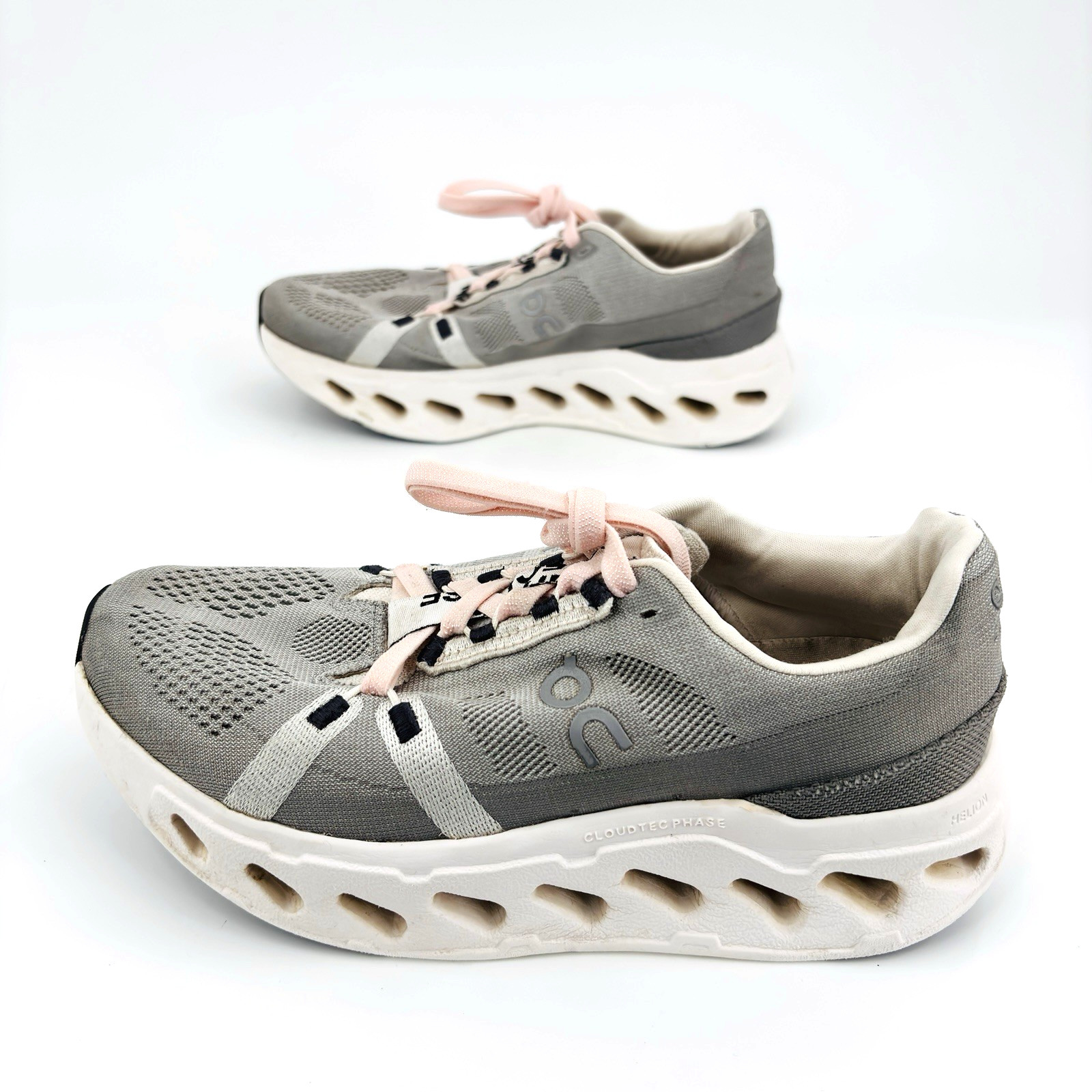 Womens 8 On Coud Eclipse Alloy Grey White Textile Trainers 6mm Drop Running Shoe