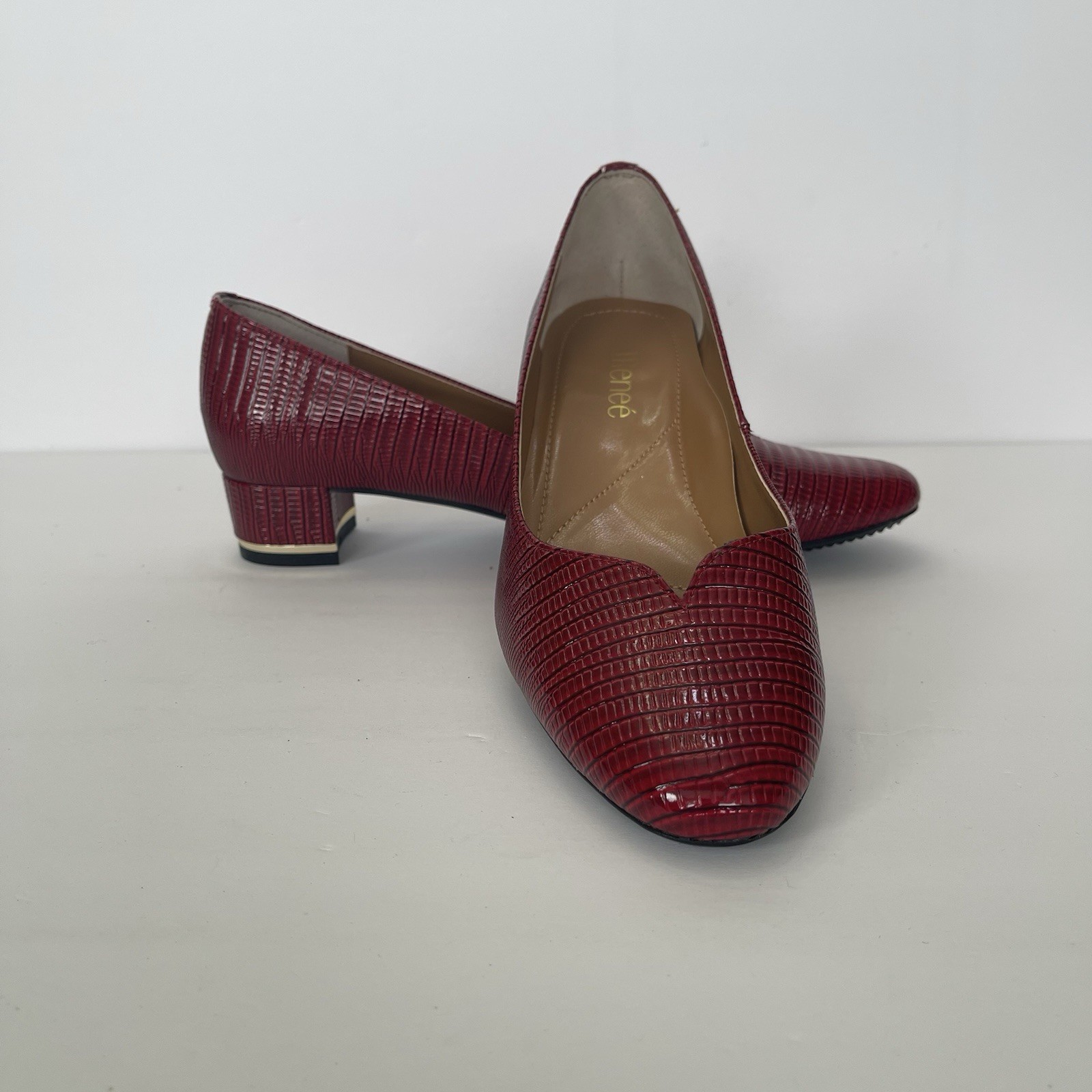 J. Renee Bambalina Lizard Print Red Patent Size 8.5 NEW Career Church Holiday