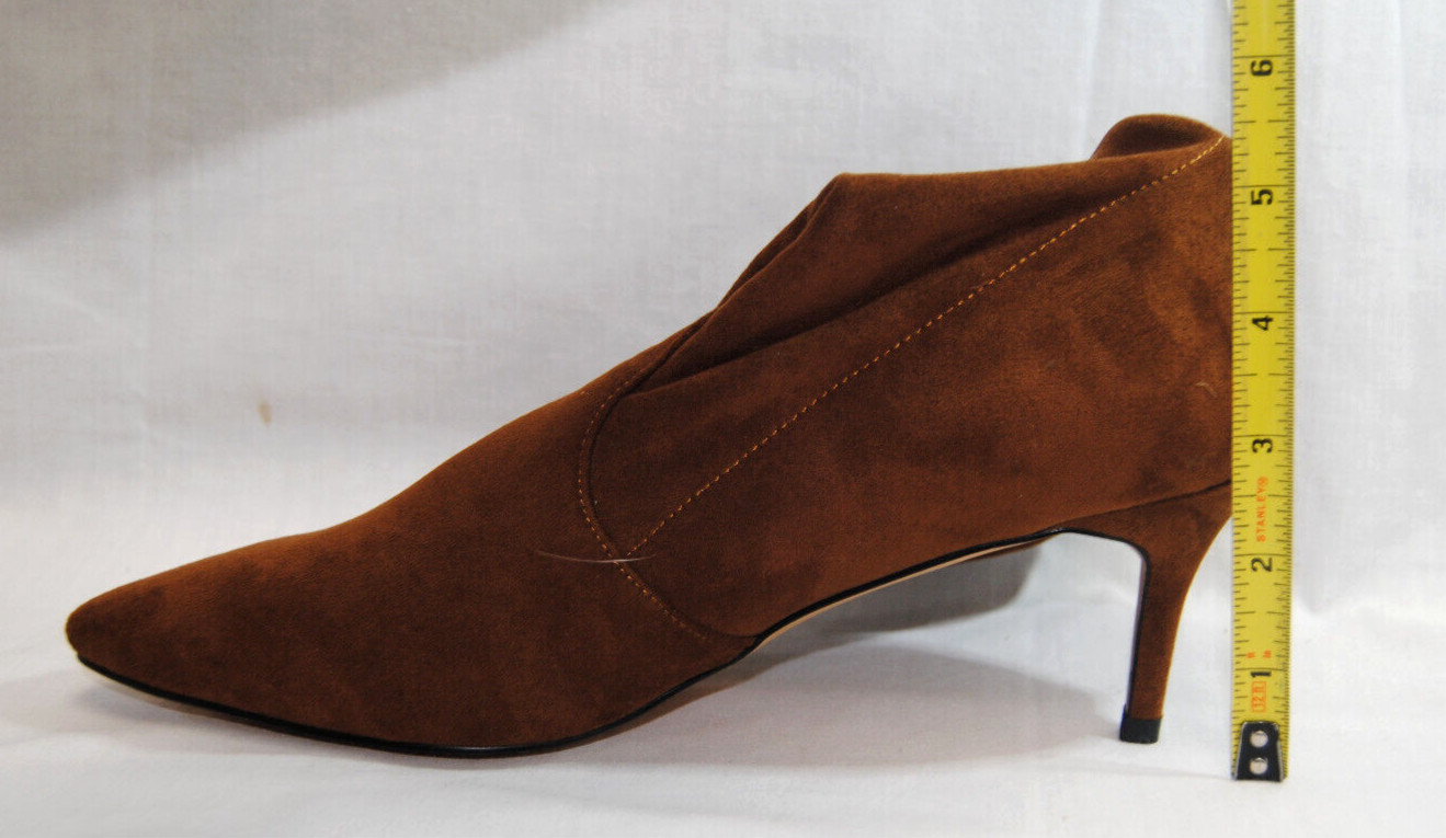 Divanne Womens Ankle Boots Pointed Toe Mid Calf Stretchy Suede Kitten Heel T2363