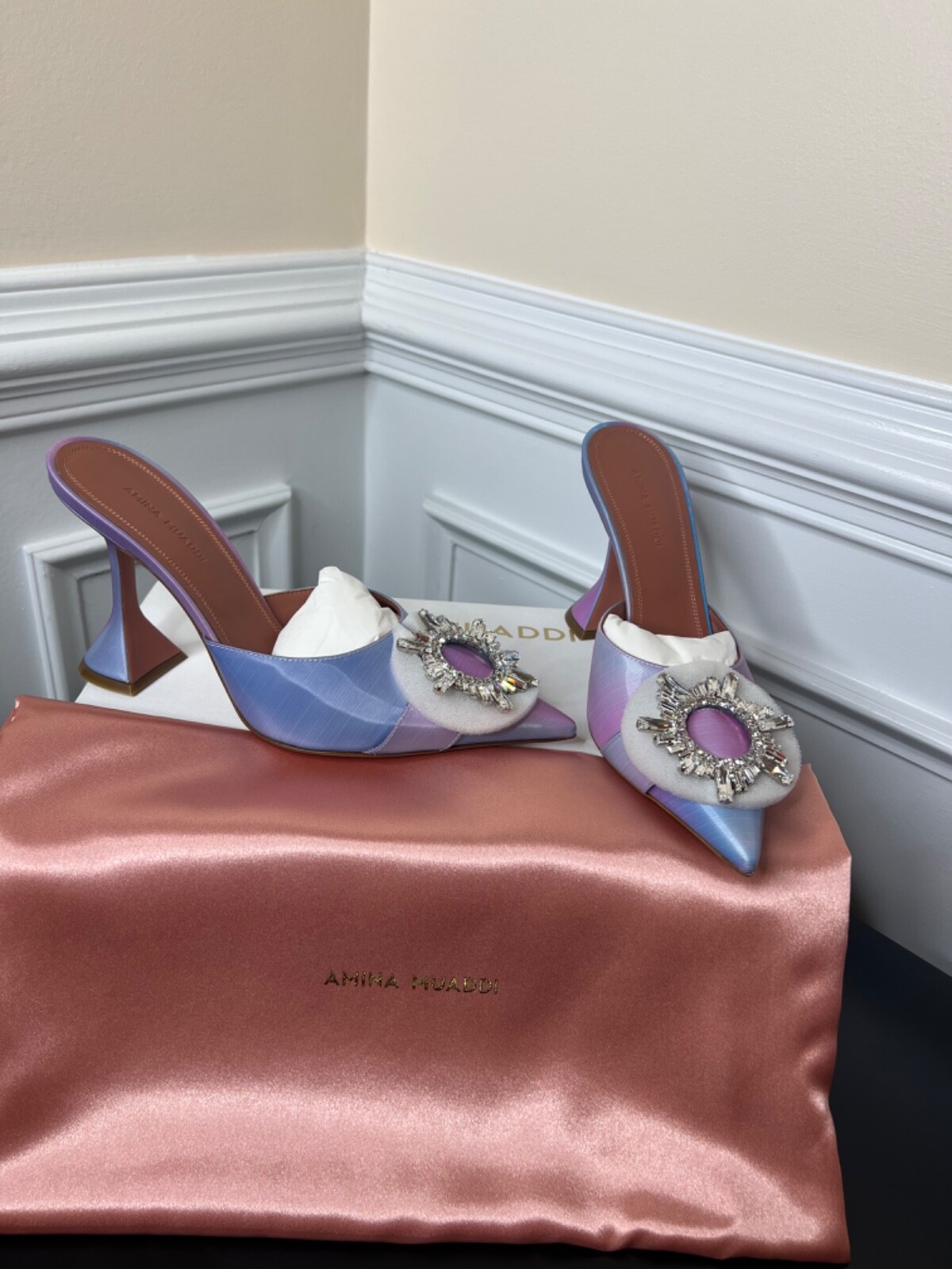 Amina Muaddi Begum Mules Shadow Fairy Tale Size 8.0