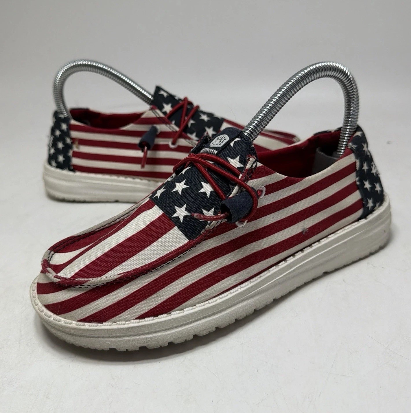 Hey Dude Wendy Star Spangled Shoes WOMEN 5 / EU 36 Red White Blue American Flag