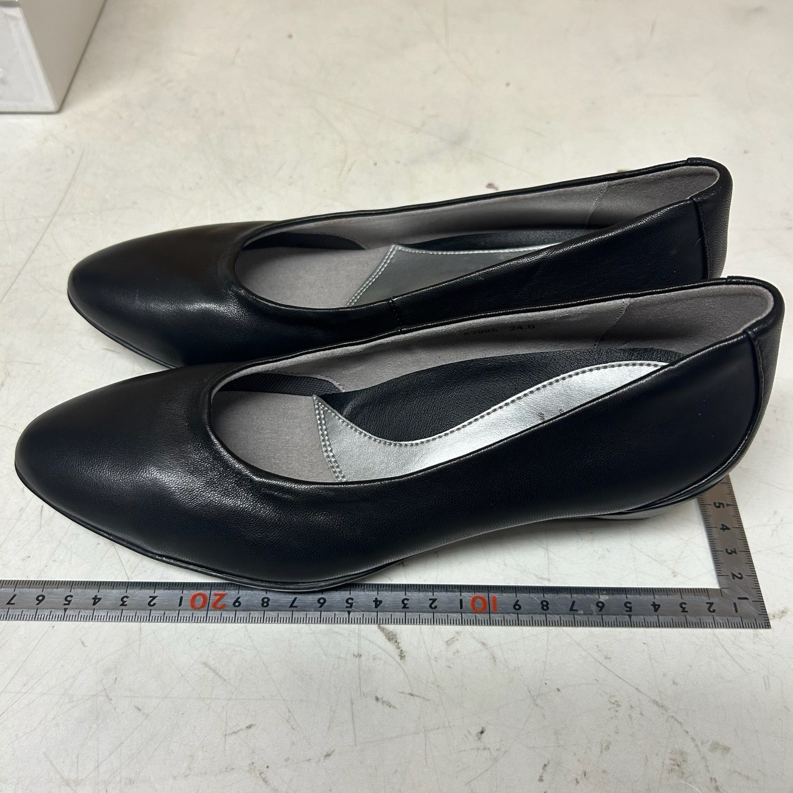 fitfit Women’s Low Heel Black Pumps Size 24.0cm With Box Shoehorn Used