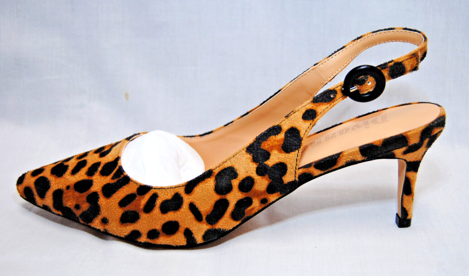 Divanne Womens Leopard Print Pointed Toe Slingback Strap Kitten Heels New T2350