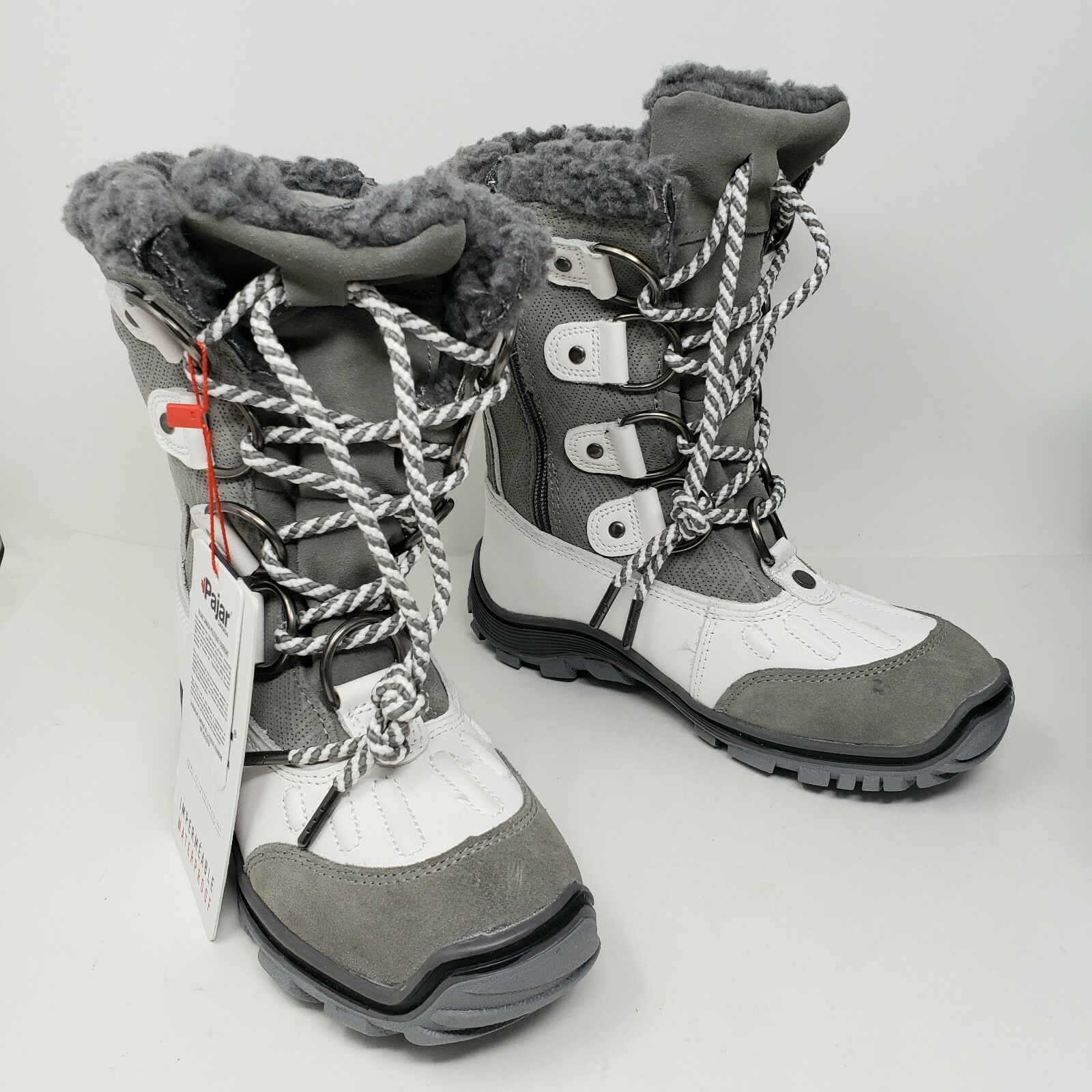Pajar Adelina Womens US 5 5.5 M EU 36 Waterproof Gray White Snow Boots New