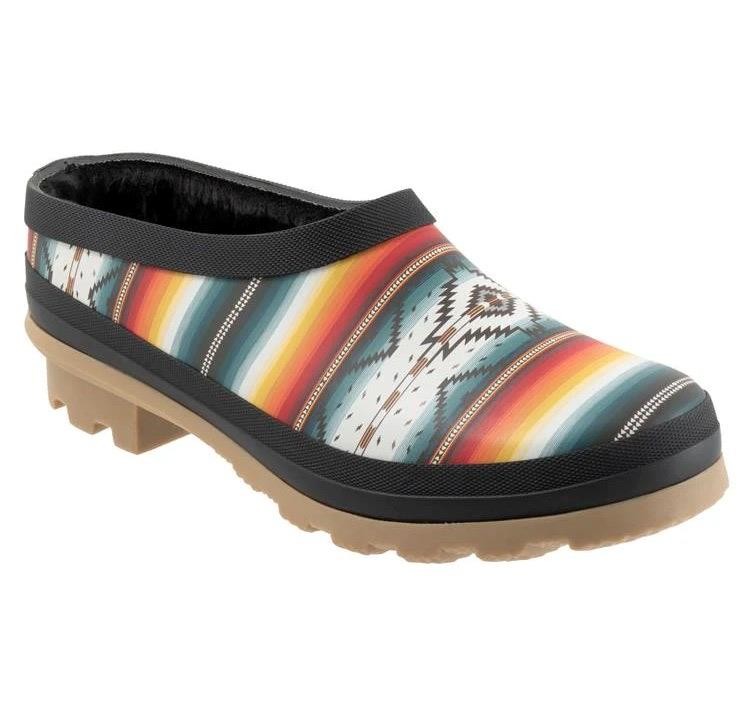 New NIB Pendleton Saltillo Sunset Faux-Fur Lined Gardening Rain Clogs 6 7 8 9 10
