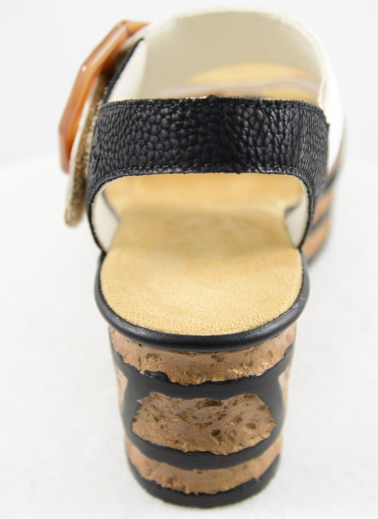 Rieker Antistress Rose 76 US 6.5 Beige Black White Platform Wedge Sandal EU 37