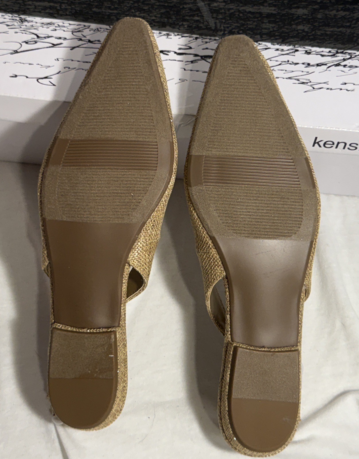 NEW NIB Kensie Poppi Slingback Flats Womens Size 8 Dark Natural Sparkle Shoes
