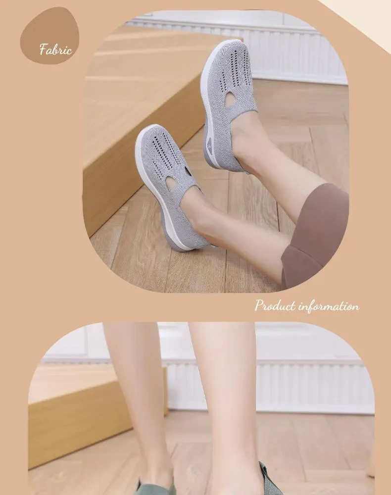 Women Mesh Flats Shoes Breathable Slip On Walking Sneakers Soft Non Slip Casual