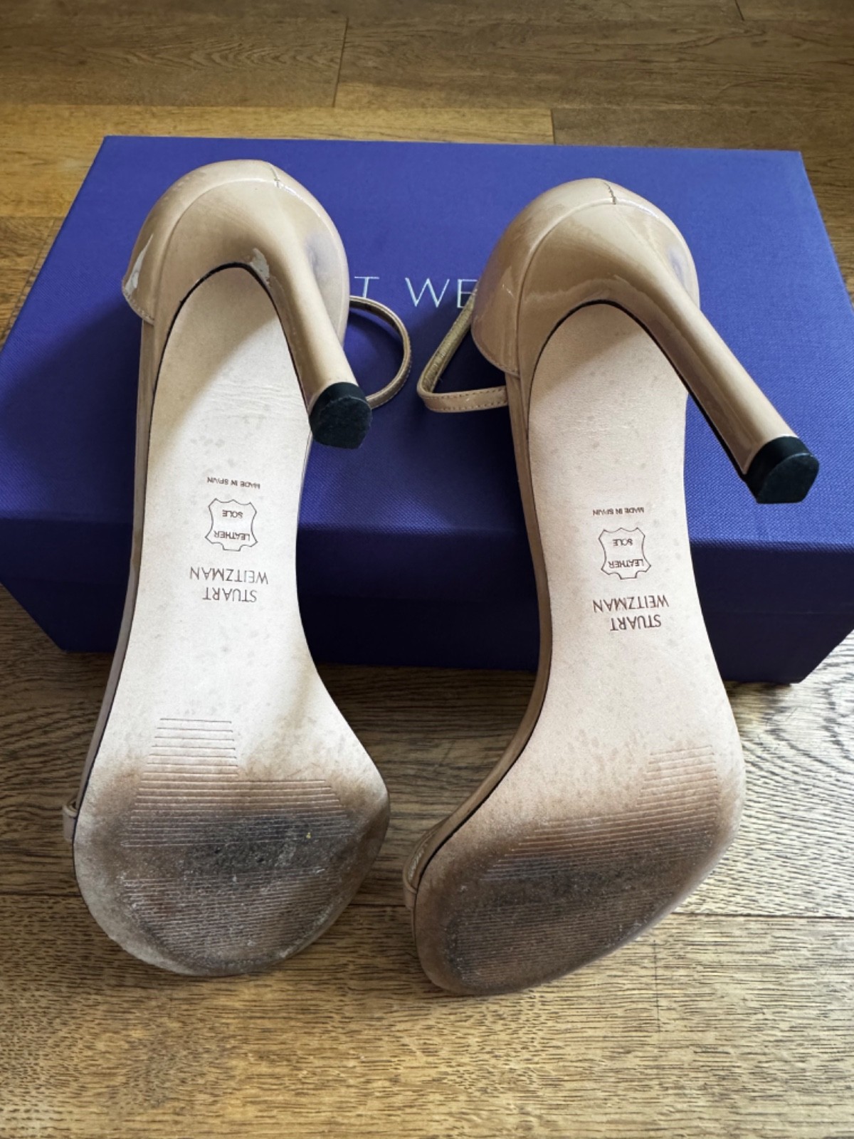Stuart Weitzman Nudistsong Ankle Strap Stiletto in Nude – Size 8