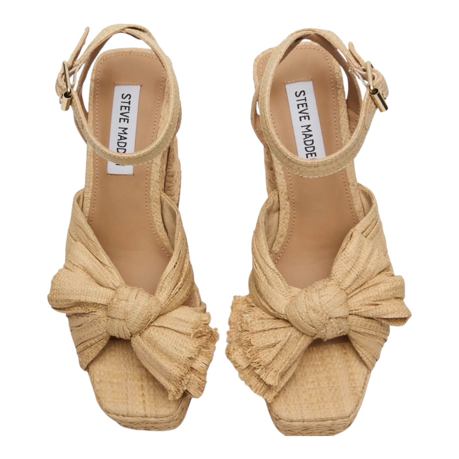 Steve Madden $129 Romey Platform Sandals Heels Natural Raffia NEW Select Size