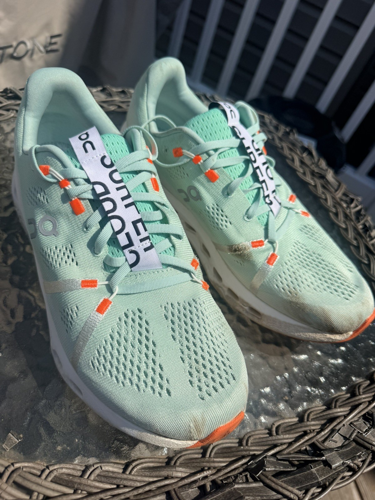 On Cloud Cloudsurfer 3WD10440248 Women’s Sz 11 Running Shoes Green Sand & orange