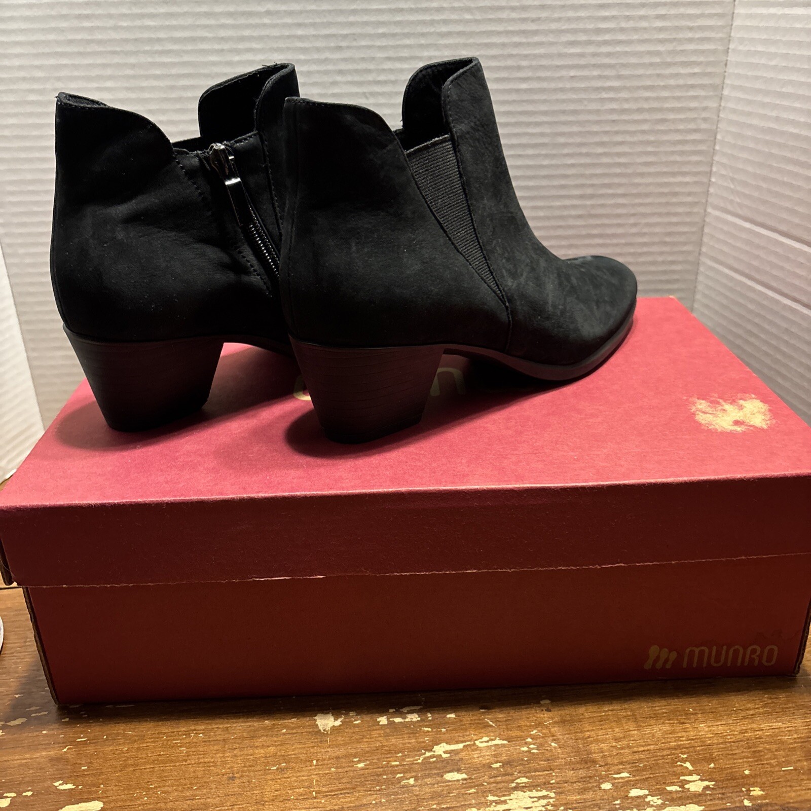 Munro Shoes Womens 7 N Jackson M612886 Suede Side Zip Black Dress Casual Party