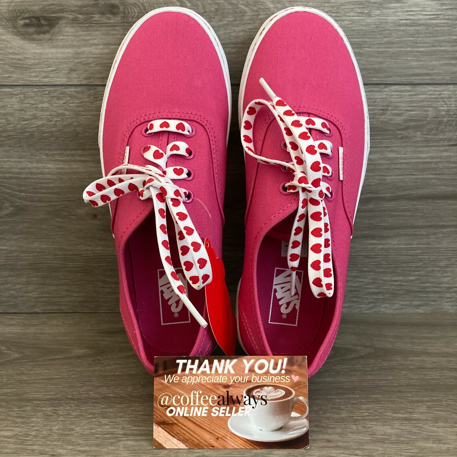 Vans Authentic Heart Foxing Pink Red White Size 6 Women’s New With Box NWB