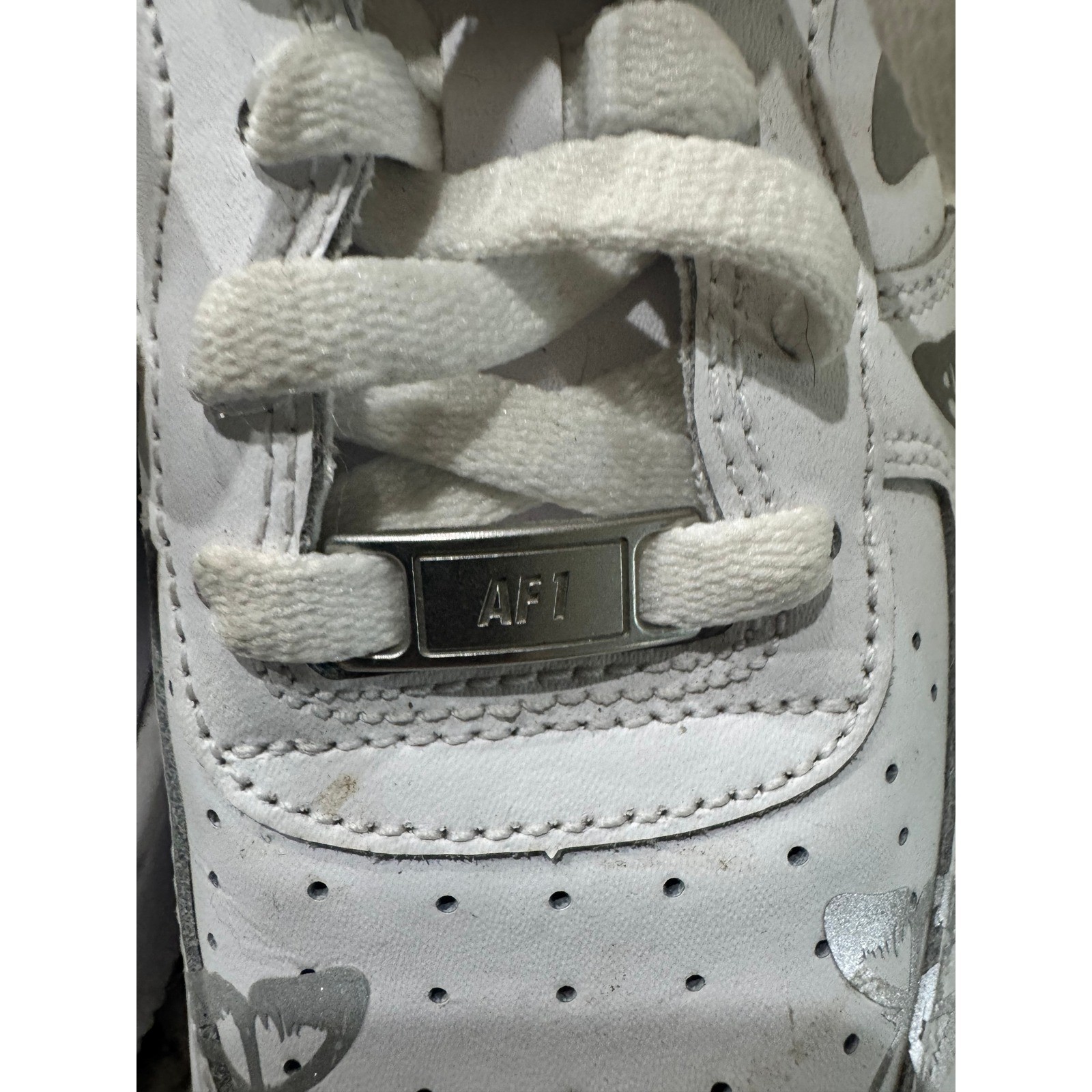 Nike Air Force 1 Low White Silver Butterfly Kids 6.5Y Womens 8 Sneaker