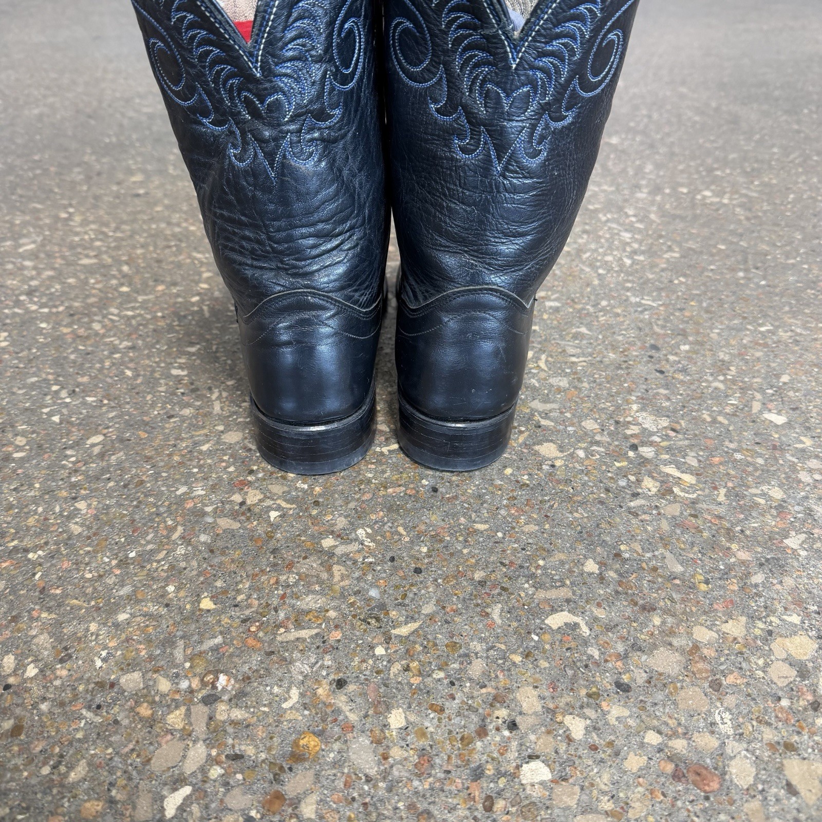 Vintage Olathe Boots Womens Roper Cowgirl Black Leather Made In USA Size 9.5 AAA