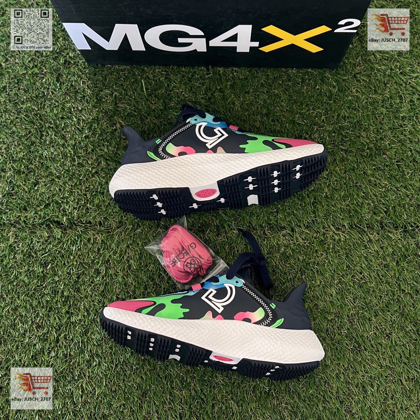 G/Fore GFORE MG4x2 Golf Rainbow Shoe Sneakers ⛳️ LADIES 7.5 ⛳️ Black Pink Camo