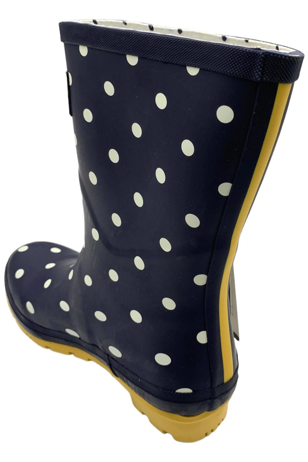 Joules Mid Rain Boots Molly Welly Polka Dots Navy