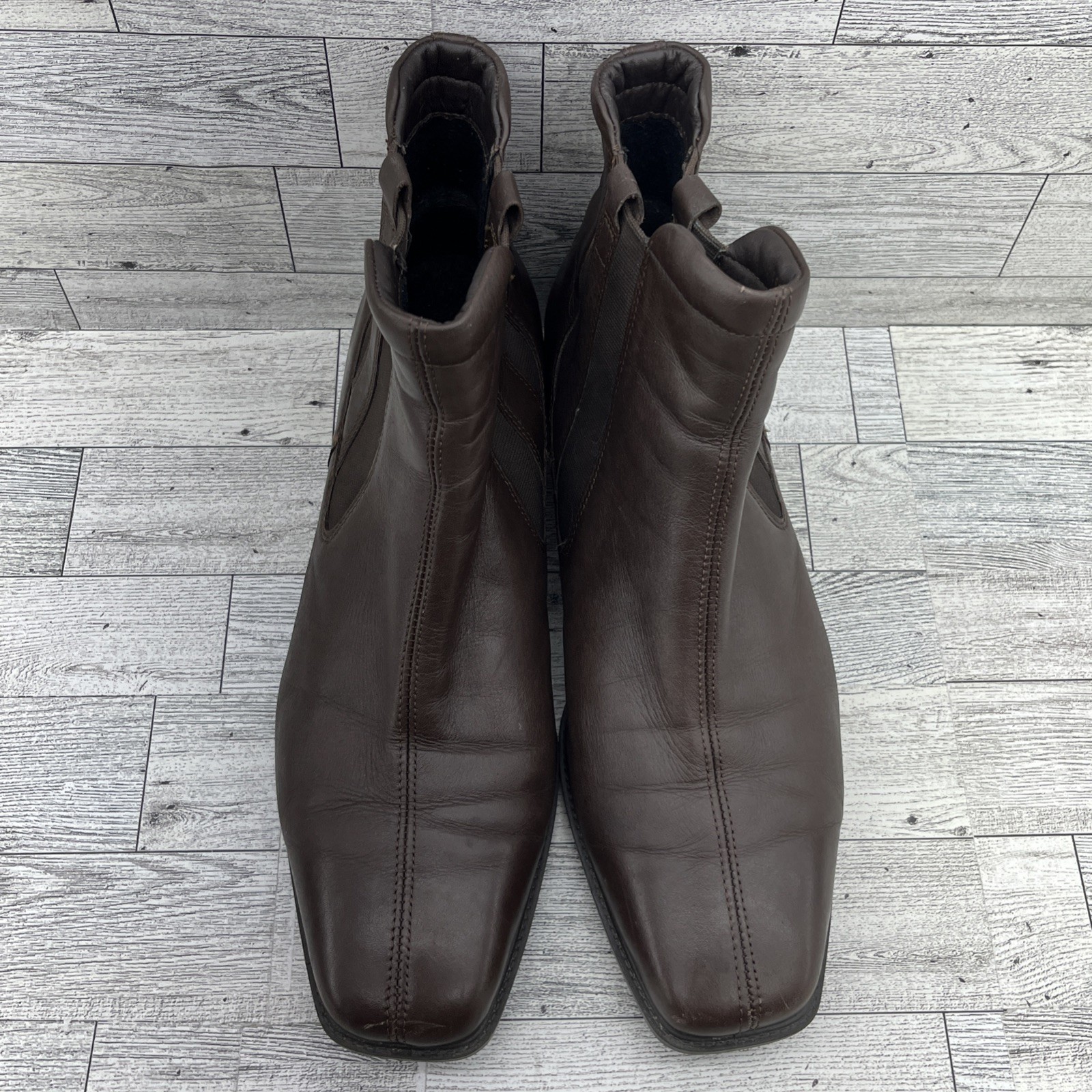 ECCO Brown Leather Chelsea Ankle Boots Women Size EU 41 US 10-10.5 Narrow
