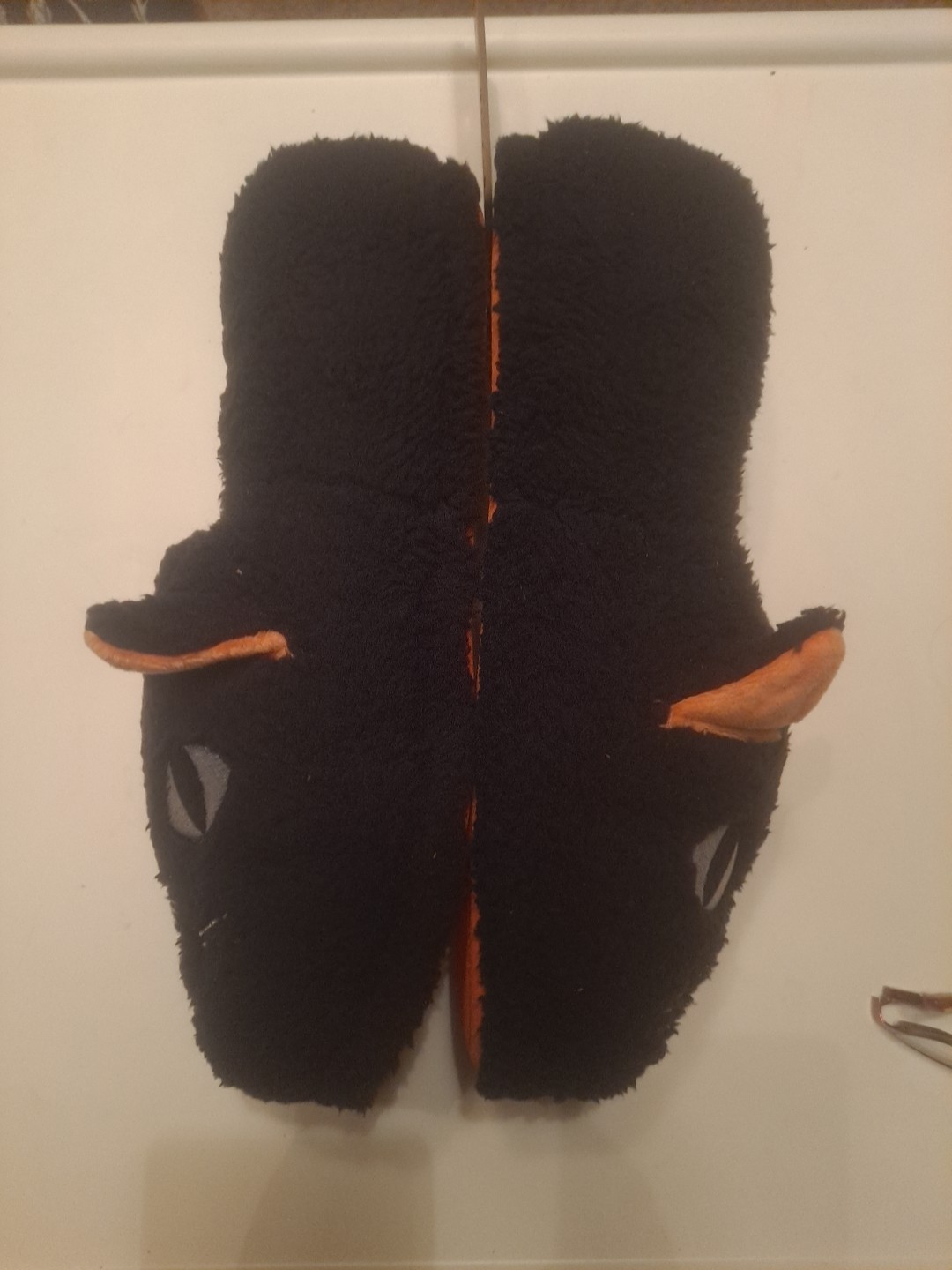 NWT Dearfoams Memory Foam Halloween Black Cat Kitty Fuzzy Womens 9-10 Men 7-8