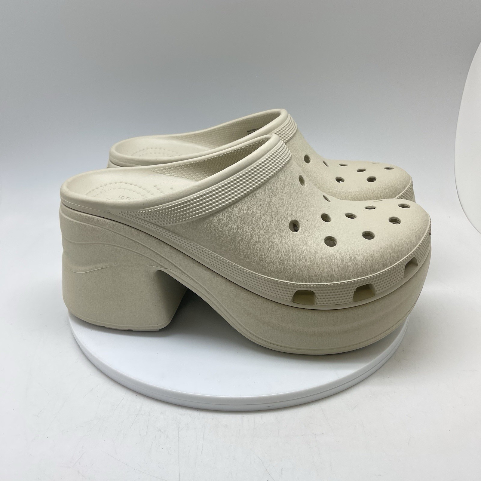 Crocs Siren Platform Clogs Womens 11 Beige Heel Preppy Goth Platform Rubber