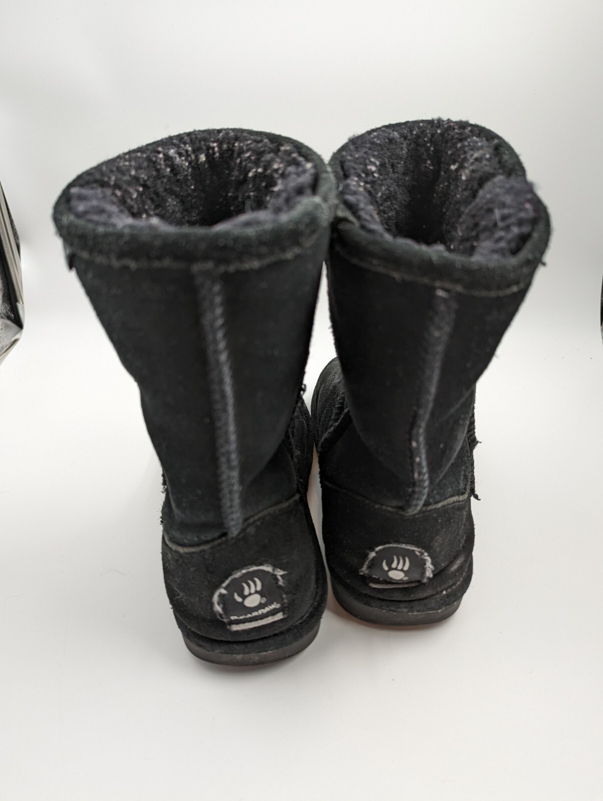 BEARPAW Black Cow Suede Wool Blend Lining 608W EMMA Short Booties SIZE 8